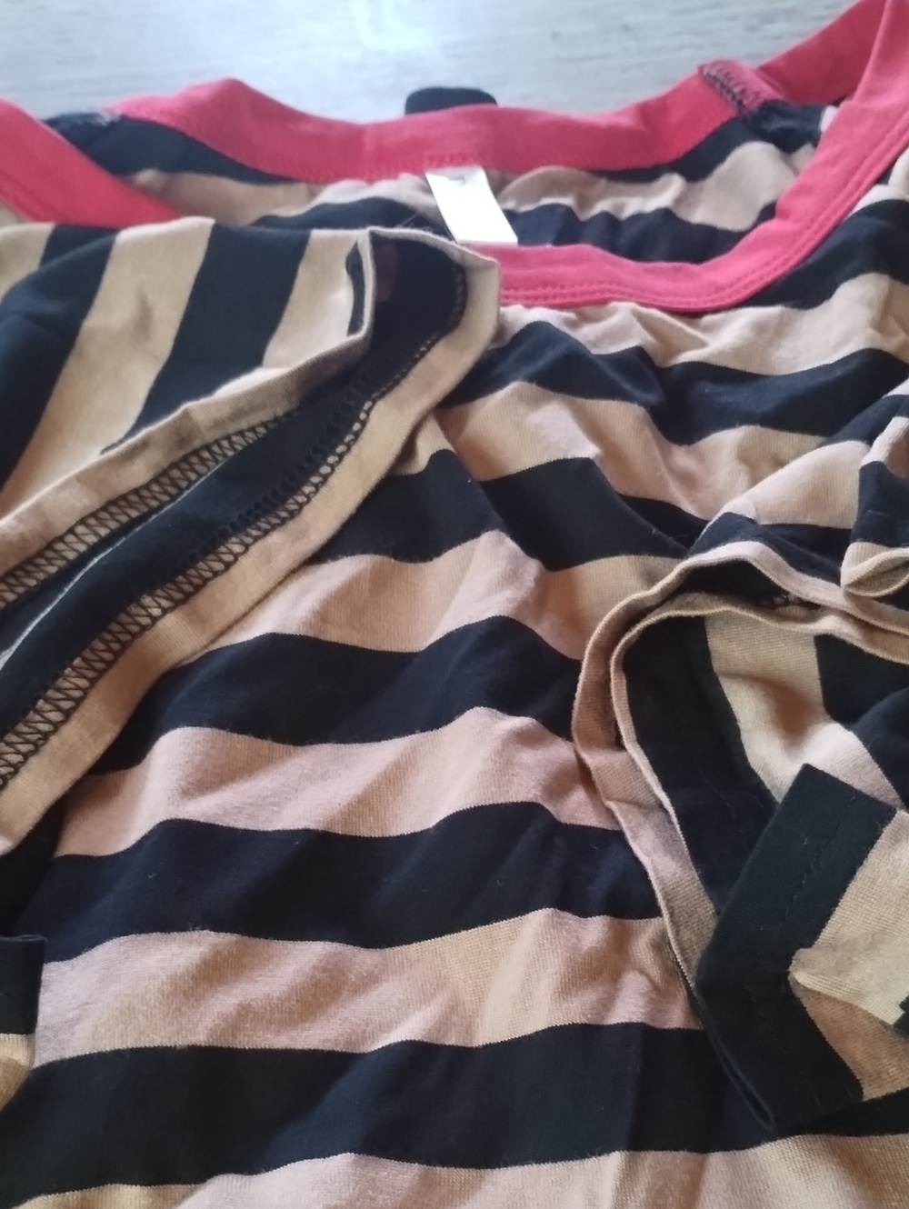 Women's Striped Black and Tan Top Comfortable Everyday Layer